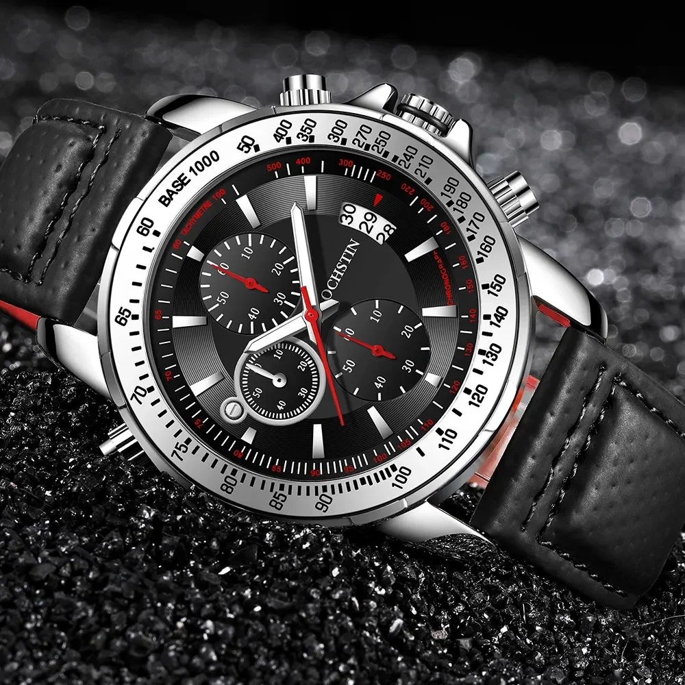 

Luxury Watch Pilot Sports Military Watches Men Leather Strap Quartz Waterproof Chronograph Wristwatch Luminous WristWatches