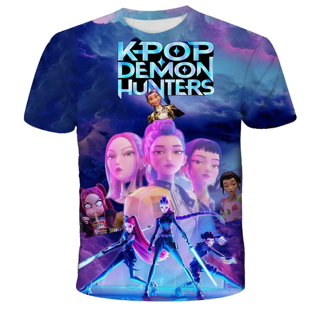 ￼   تي شيرت kpop Witch Hunter Group للبضائع رومي ميلا زوي بأكمام قصيرة تي شيرت صيفي غير رسمي للأولاد والبنات والأطفال 1