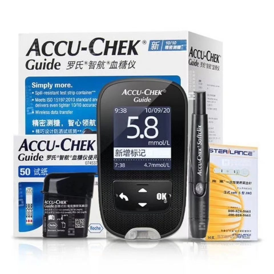 Accu Chek Guide Glucosio Nel Sangue Accu Chek Glucosio Strisce Reattive E Lancette Imposta Il Kit Di Test Del Misuratore Di Glucosio Nel Sangue Ago Pe