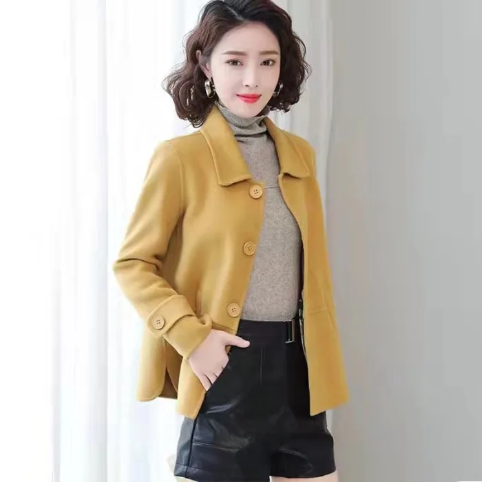 Plus Size Improved Short Woolen Coat Women's Fashion Style Winter New Loose Fit Little Black Dress Windbreaker Single Button ...