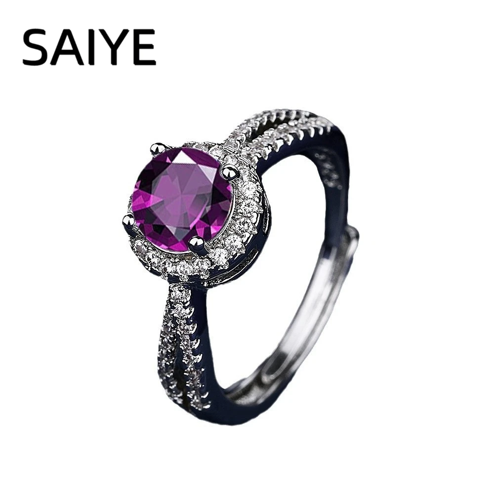 Elegant Blue Halo CZ Adjustable Sterling Silver Ring for Women - Fine Jewelry Gift