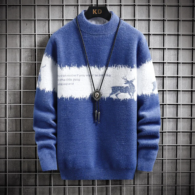 

Knit Men Sweater Cool Things Men's Products Pullovers O-neck Sale New in Knitwear Korean Luxury Clothing Warm 2023 Autumn New
