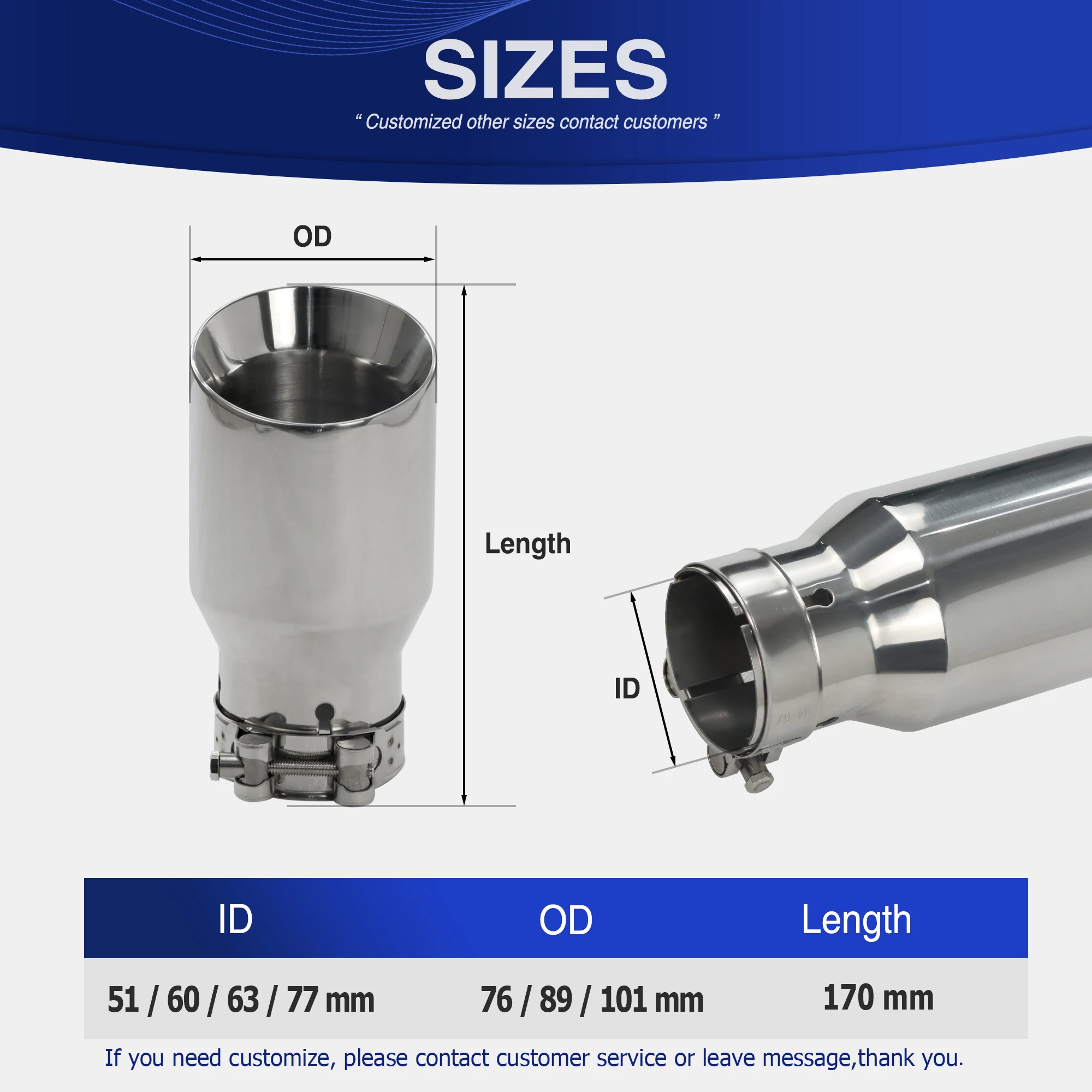 Exhaust Muffler Tip Exhaust Trim Pipe Exhaust Pipe Muffler Exhaust Racing Exhaust Tip Stainless Steel Universal tail pipe decoration nozzles stainless Muffler Tail Tips Modify