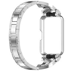 Luxury Metal Studded Diamond Strap Bracelet with Protective Screen Replacement (Silver)