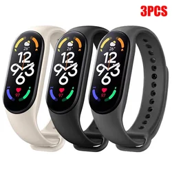 Silicone Sport Replacement Wristband - Smartwatch Accessories (3 Pack) - Mi band 4 3 (Star Black D - Gray)