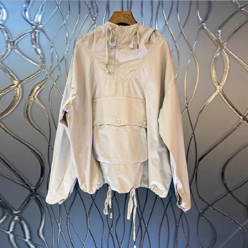 

Hooded Sweatshirts 2023 Autumn Winter Fashion Sweatshirts High Quality Women Big Pocket Patchwork Long Sleeve Casual Loose Top