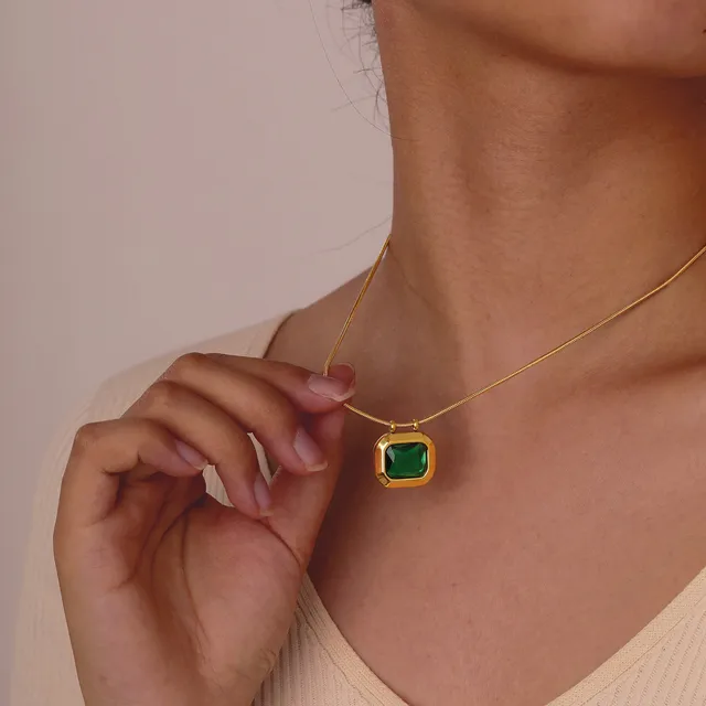 Women's Dainty Geometric CZ Stone Necklace 2