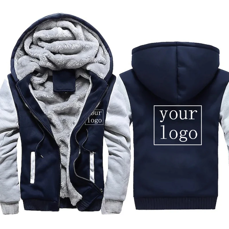 New Custom Printed Hoodies Men's Autumn Warm Coats Casual Cotton Mens Jackets and Coats Bomber Sportswear