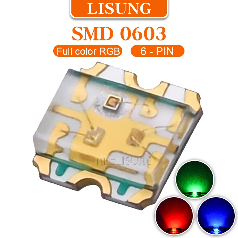 2000 Pz/Borsa 0603 Rgb Smd Led Lampada Super Luminosa Luce Di Alta Qualità 6Pin Tricolore Full Color Smd Led Rosso Blu Verde