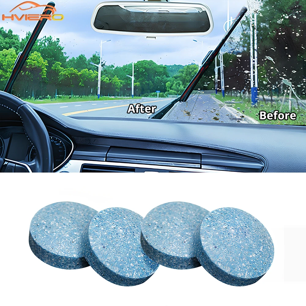 Windshield Cleaner Tablets 20/40/60Pcs Solid Cleaner Car Windshield Wiper Effervescent Tablet Strong Decontamination Auto Glass Toilet Cleaning Accessories