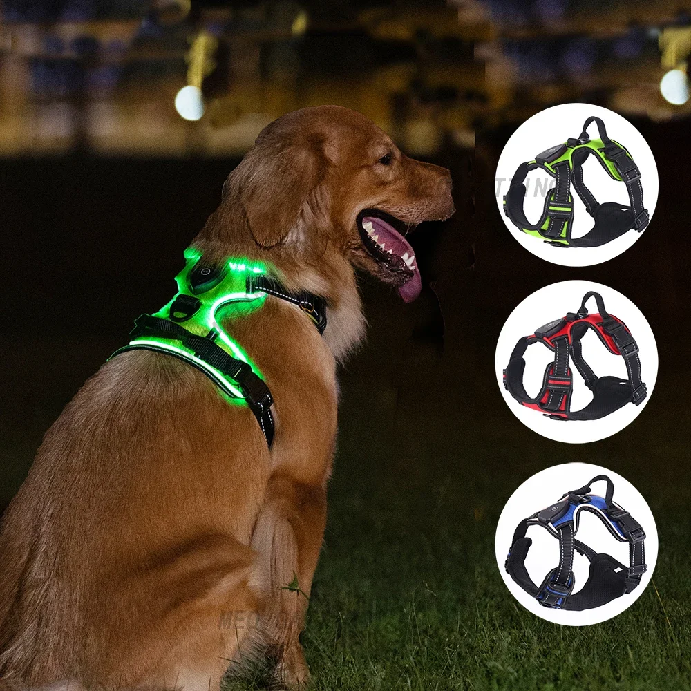 

LED Dog Harness Durable Light Up Dog Harness Reflective Harness Light Adjustable LED Dog Coat for Small Medium and Large Dogs