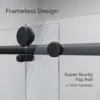 Frameless Sliding Shower Door Glass Door with Clear Tempered Glass Explosion Proof Film Stainless Steel Hardware Matte Black 3