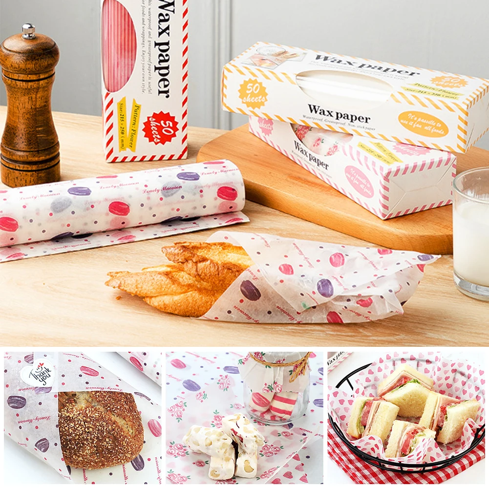 SJENERT 50Pcs/Set Sandwich Wrapping Paper, Vintage Newspaper Toast Baking  Bread Food Wrapping Parchment Paper Grease Resistance Papers Home Kitchen