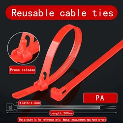 Reusable Plastic Cable Zip Ties with Slipknot Design - 50/100 Pack (Red - 50pcs)