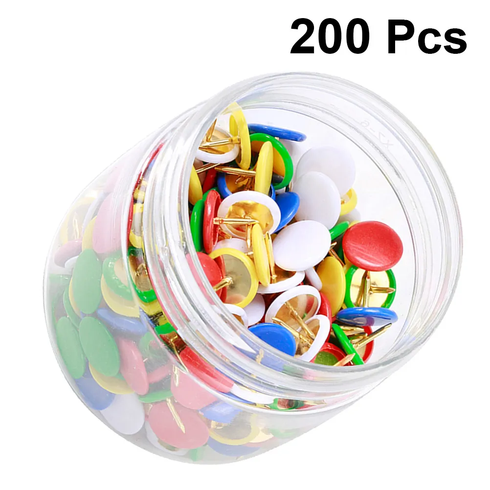 200Pcs 금속 푸시 핀 홈 오피스 게시판용 플랫 헤드 장 푸시 핀 지도 표시 플라스틱 스틸 지도 핀 보관용