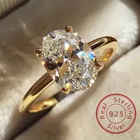 925 Sterling Silver 1-8Ct Zircon Gorgeous Shiny Oval Stone Ring for Women Engagement Wedding Luxury High Quality Fine Jewelry