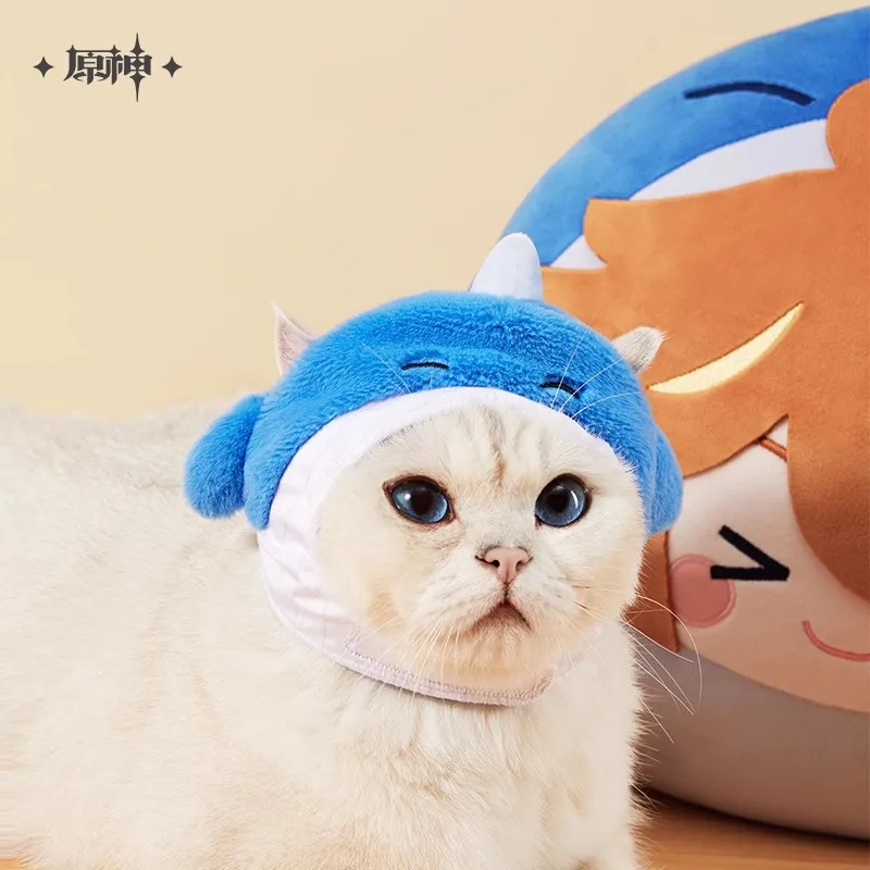 [Genuine] Game Genshin Impact Teyvat Zoo Plush head cover Anime Cosplay Diy Cat Hat Wriothesley Miko Xiao Childe Cute Hat Gift