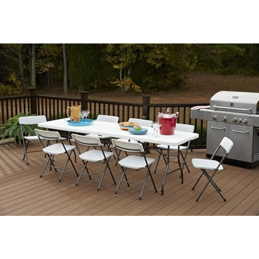 FoldinHalf Banquet Table w Handle 8ft White