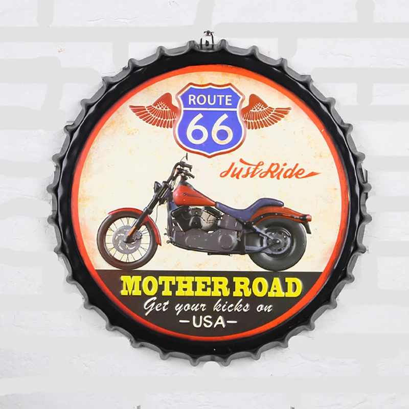 Винтажный металлический жестяной знак Route 66 для моторного масла, пива, крышки, подвесные поделки, мотоциклетный гараж, бар, кафе, Настенный декор, круглые таблички (art.: 3920c2eec18d2) - 3920c2eec18d2
