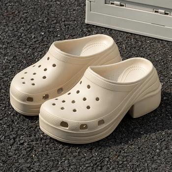 2025 Summer EVA Chunky Heels Sandals for Women Fashion Closed Toe Platform Clogs Shoes Woman Thick Sole Anti Slip Beach Slippers 1