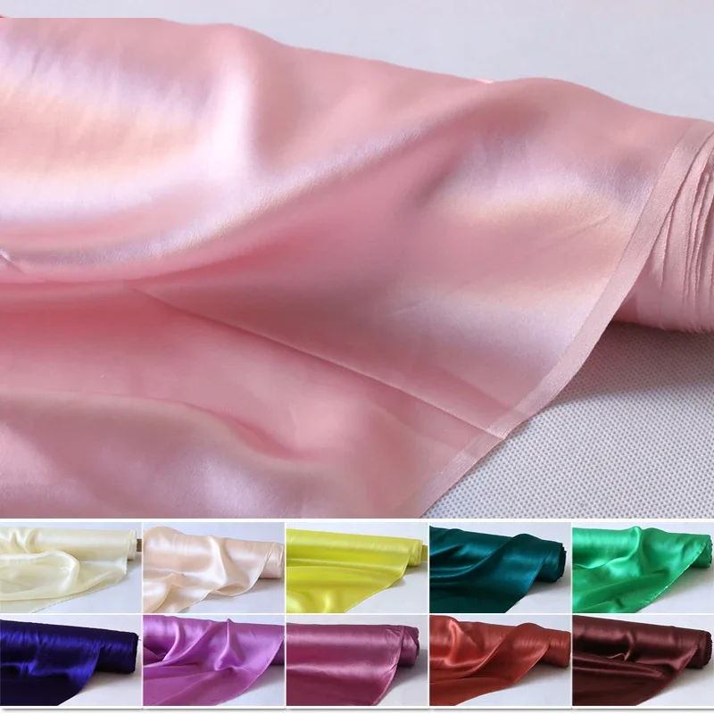 

114CM Wide 16MM Solid Color Silk Crepe Plain Fabric for Summer Dress Shirt Clothes Skirt B264