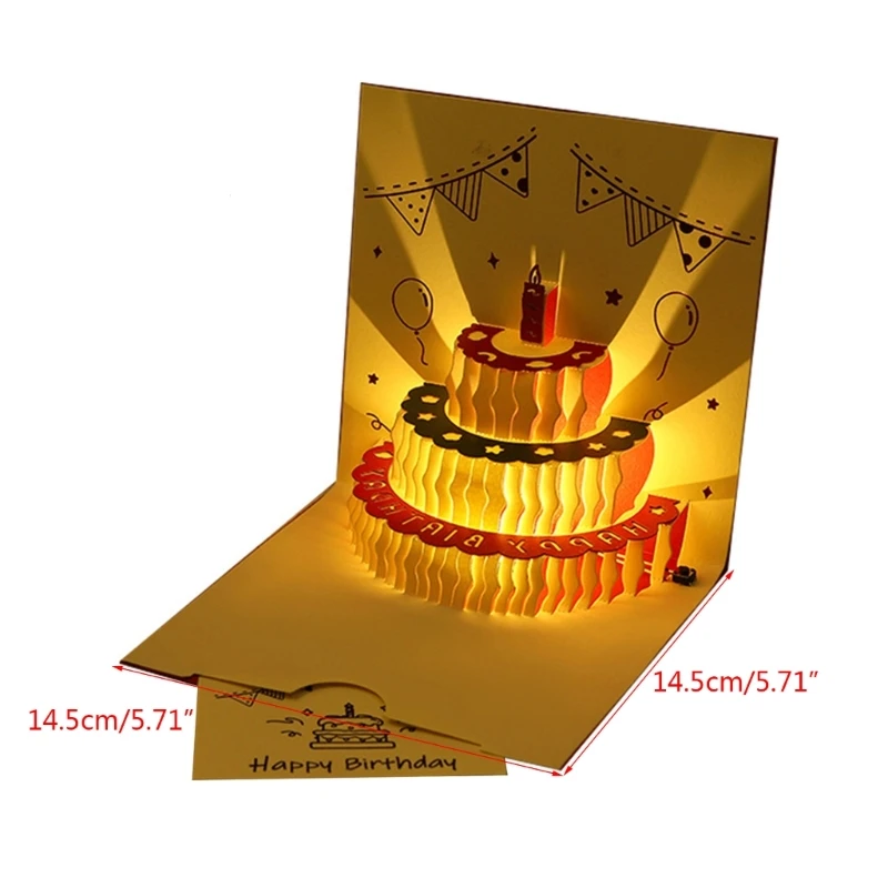 3D up Happy Birthday Card Cake Festival Invitation Greeting Memorial Cards for Birthday Valentine Day Mother Day