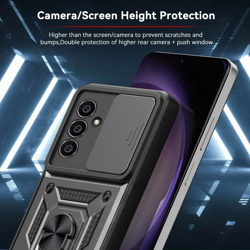 Armor Ring Holder Lens Protect Shockproof Phone Case Cover