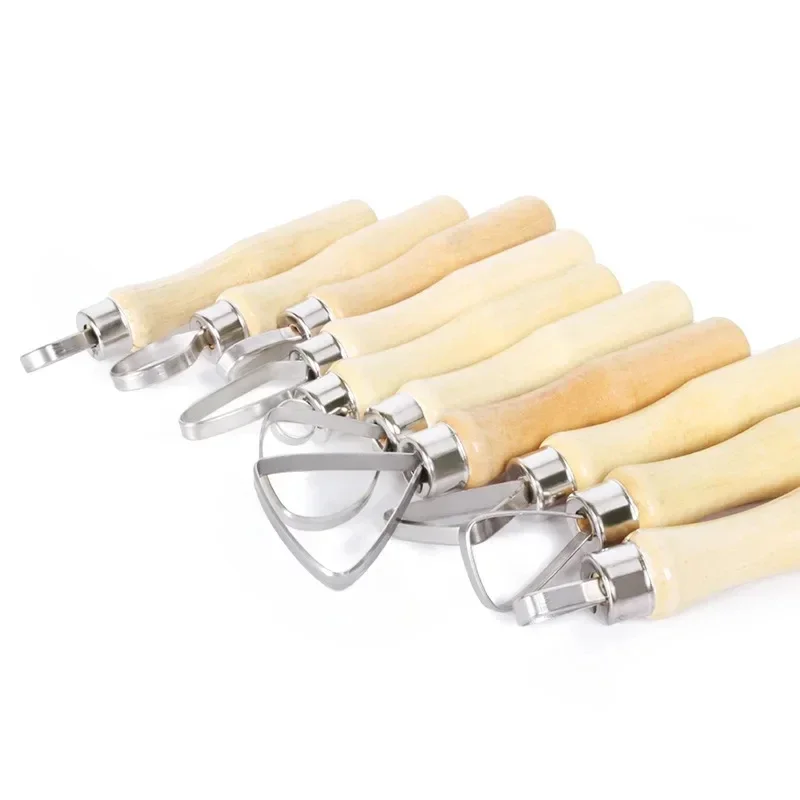 10-Piece Wooden Handle Clay Sculpting Tool Kit-Ergonomic Loop Carvers for Ceramic, Polymer Detailing & DIY Craft Projects