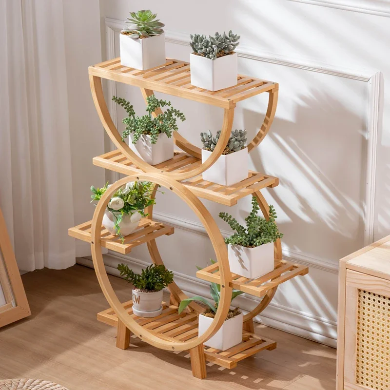 Simple Shelves For Plants Natural Bamboo Flower Holders Creative Multi-layer Flower Stands Drain Water Breathable Plant Holder