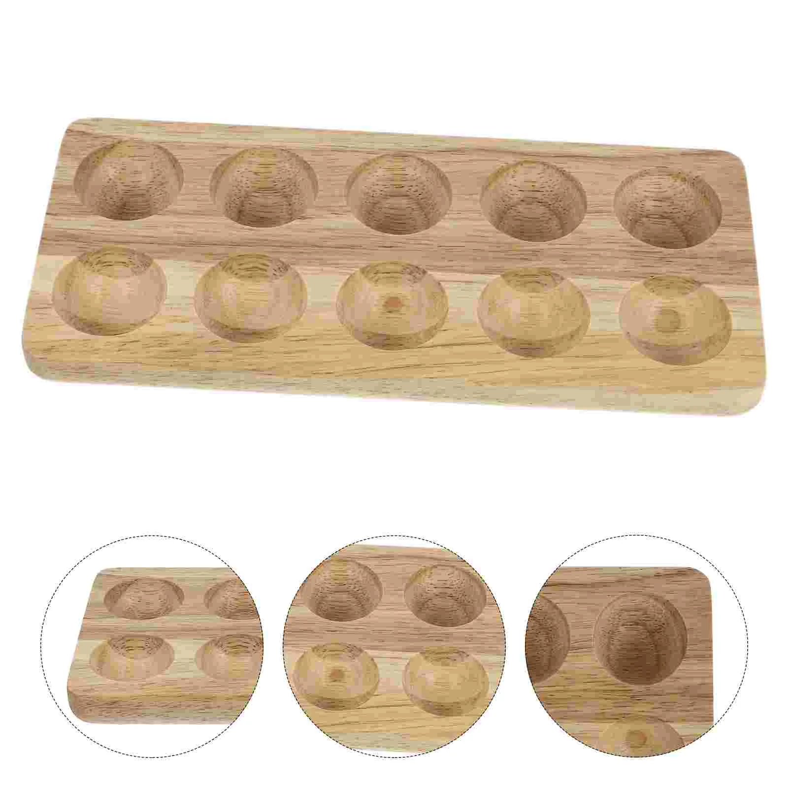 

Wooden Egg Tray Storage Rack Simple Double Row Holder Home Kitchenware Container