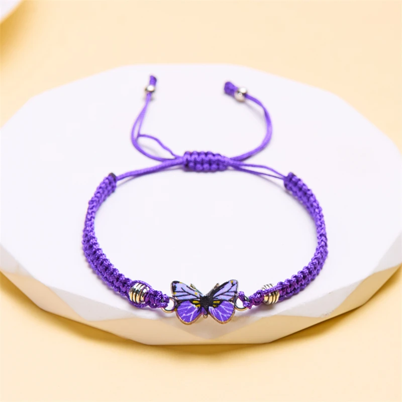 Butterfly-Charm-Bracelet-for-Women-Korean-Colorful-Braided-String-Rope ...