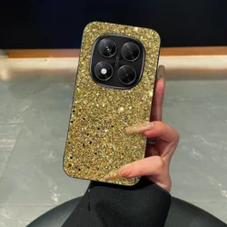 Luxury Colorful Glitter Diamond Leather Phone Case with Soft Back Cover - Redmi Note 14ProPlus (Gold)