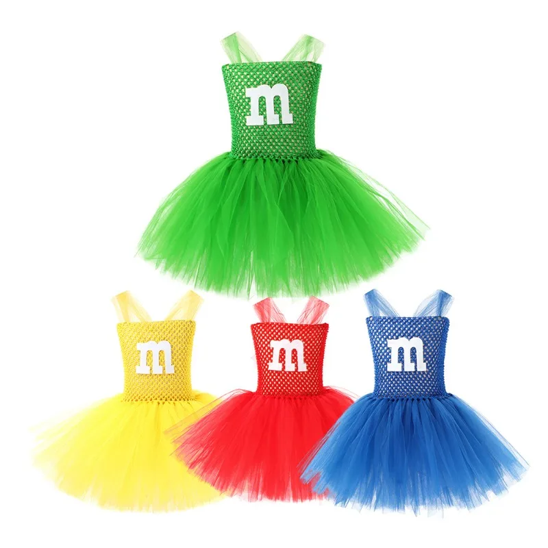 Cosplay Costume, Cheerleading Costume, M&M's Costume, Toddler Tulle Tutu Dress, Dancing, Kids Girls, Cheerleader, Schoolgirls