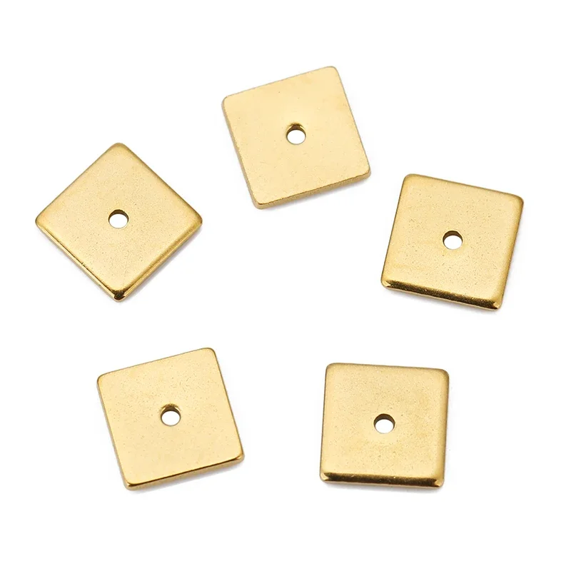 50pcs 4/5/6/8mm Gold Stainless Steel Square Flat Spacer Beads Loose Beads for DIY Bracelets Jewelry Making Supplies Accessories