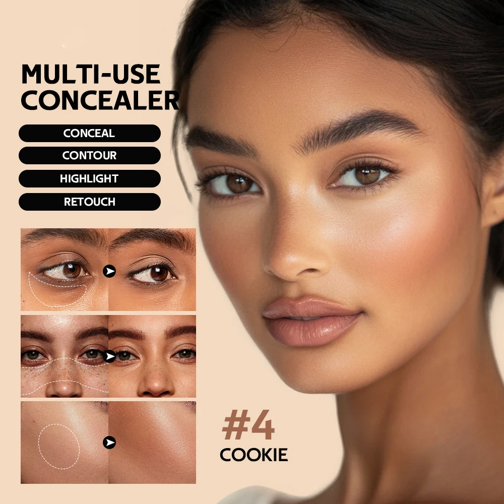 Multifunktionale Foundation, langanhaltend, matt, wasserfest, ölbeständig, hohe Deckkraft, Highlighter und Retusche-Funktion für das Gesicht, für Damen, Lakerain_voghion.com
