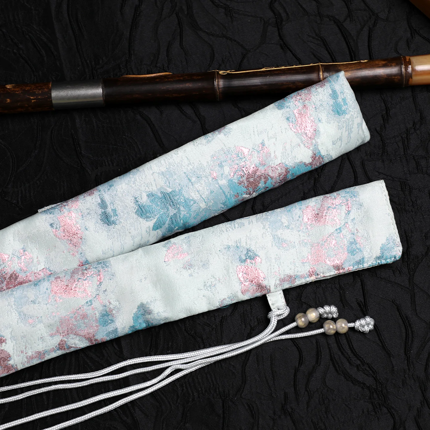 클라우드 디자인 대나무 플루트 보관 가방, 싱글 숄더 스트랩 치바난 플루트 케이스, 유화 블루 플루트 커버 악기 가방