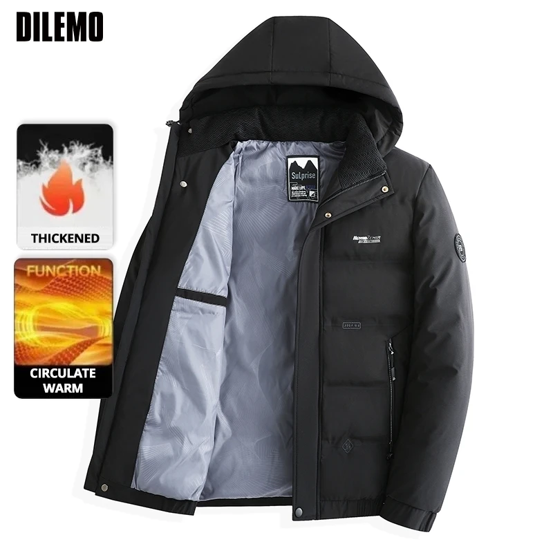 Barbati toamna iarna Quilted Parka Jacket cu căptușeală îngroșată 1