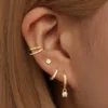 4PCS Trendy Gold Color Cartilage Huggie Hoop Earrings Set Tiny Hypoallergenic CZ Ear Cuff Studs for Women Cute Piercing Jewelry 2