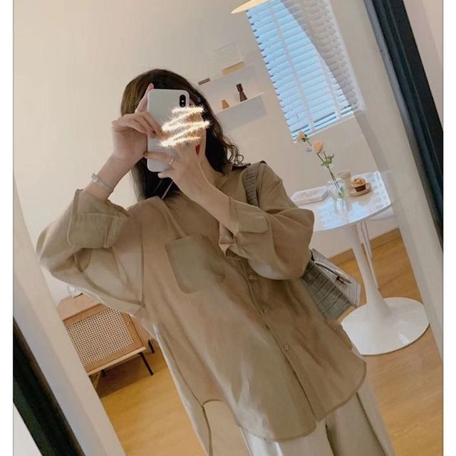 Women's Thin Shirt Summer Solid Color Sun Protection Top