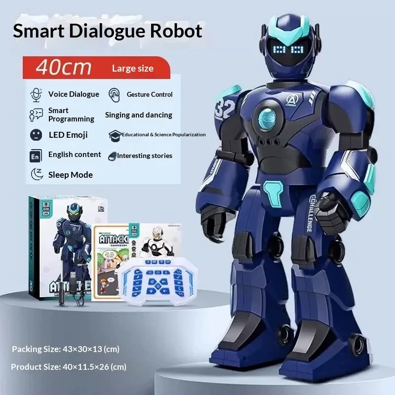 AI 프로그래밍 로봇 장난감 원격 제어 대화형 LED 조명 소년 어린이 생일을 위한 조기 학습 선물