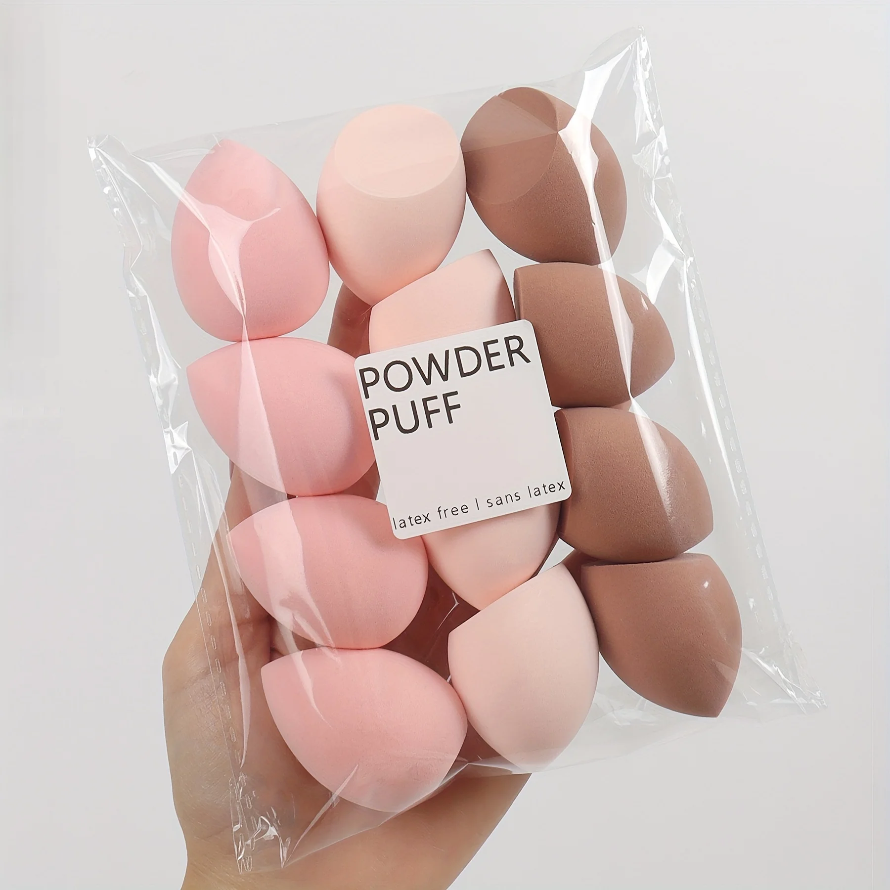 12 pieces latex free hydrophilic polyurethane beauty sponge set multi-color makeup mixing sponge, suitable for liquid and cream