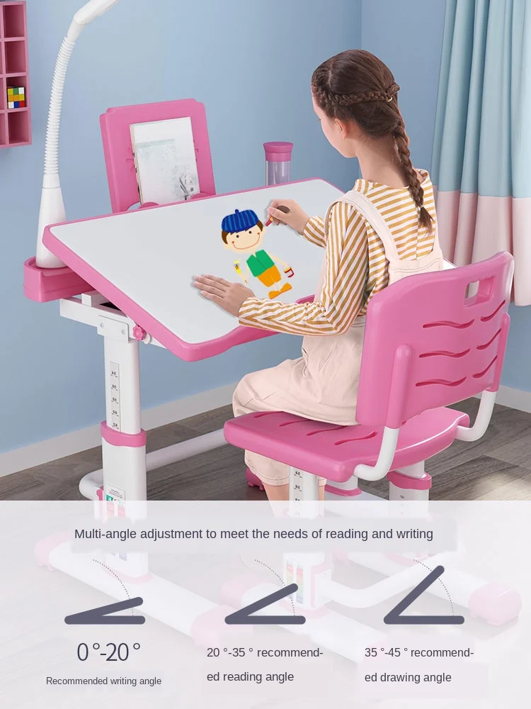 HONGFEISHANGMAO Table Children's Desk Study Table and Chair Set Can Be  Raised and Lowered Home Bedroom Homework Desk Study Desk Kids School Desk
