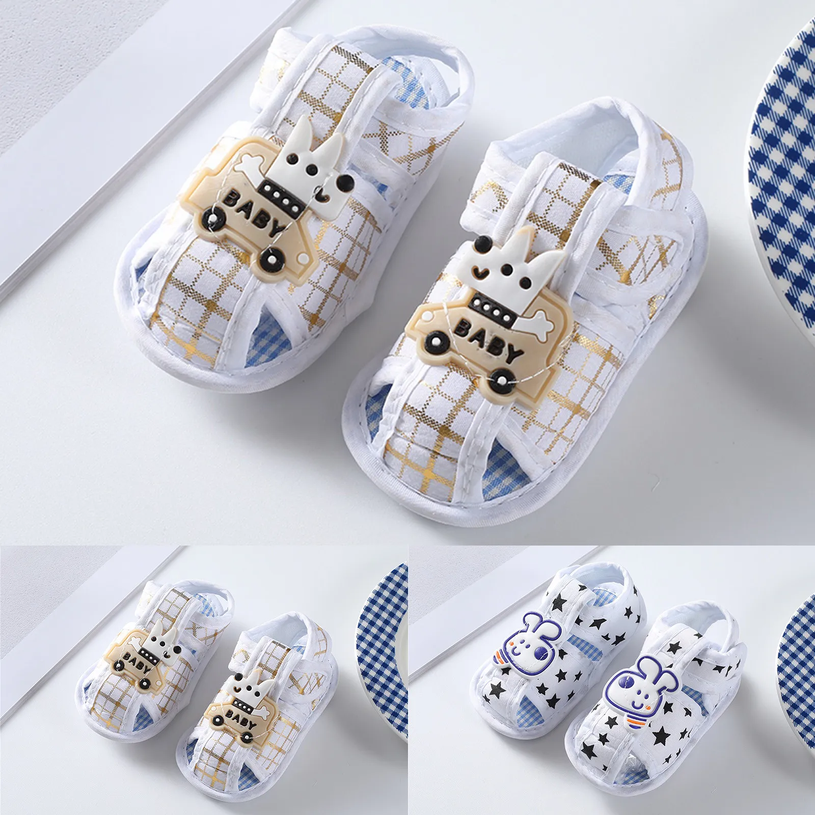 0-18M Summer Newborn Baby Sandals Cartoon Girl Boy Shoes First Walkers Infant Toddler Baby Shoes Anti-slip Flats Soft Prewalkers