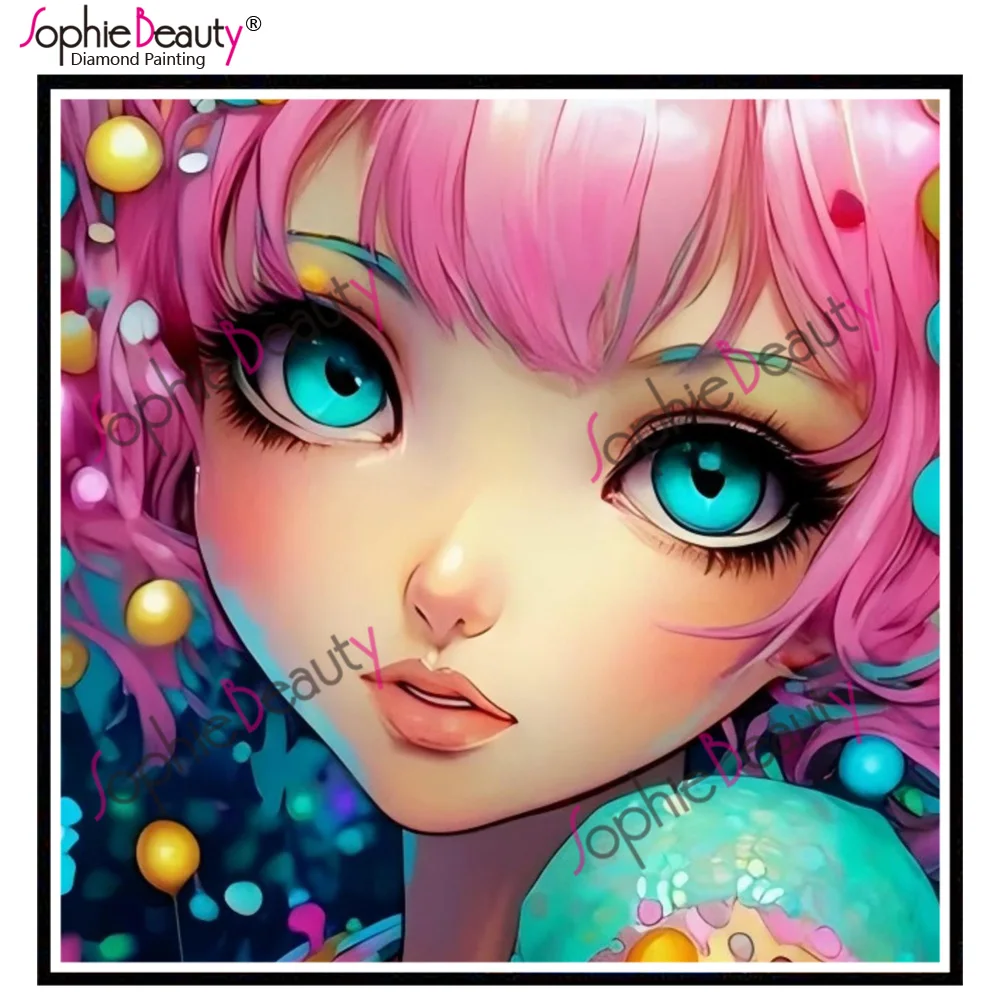 Sophie Beauty Square Full Fairy Staub Harz Diamant Malerei süßes Mädchen Gesicht Kristall Bohrer Diamant Stickerei AB Stein Mosaik Kunst – Detail 3