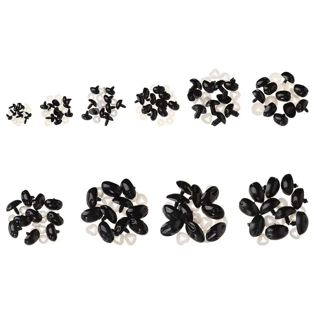 10Pcs Plastic Black Oval Safety Noses Doll Animal Dog Noses for Bear Stuffed Toys DIY Craft Wool Felting Accessories