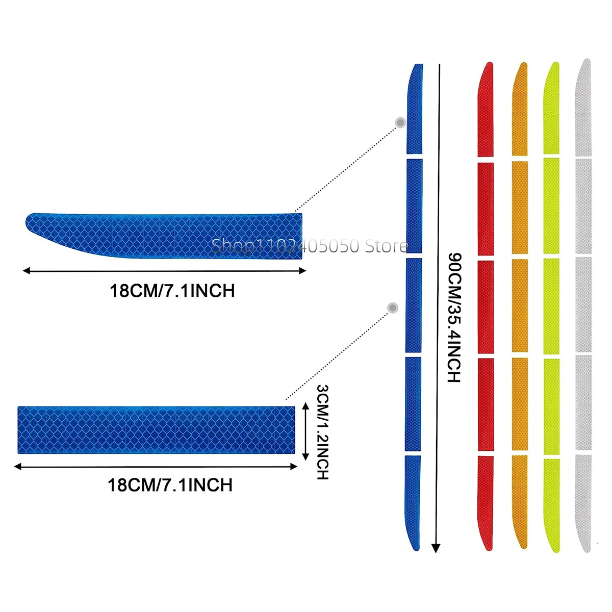 Set of 5 Reflective Car Bumper Safety Decals - Enhanced Night Visibility Exterior Trim Stickers