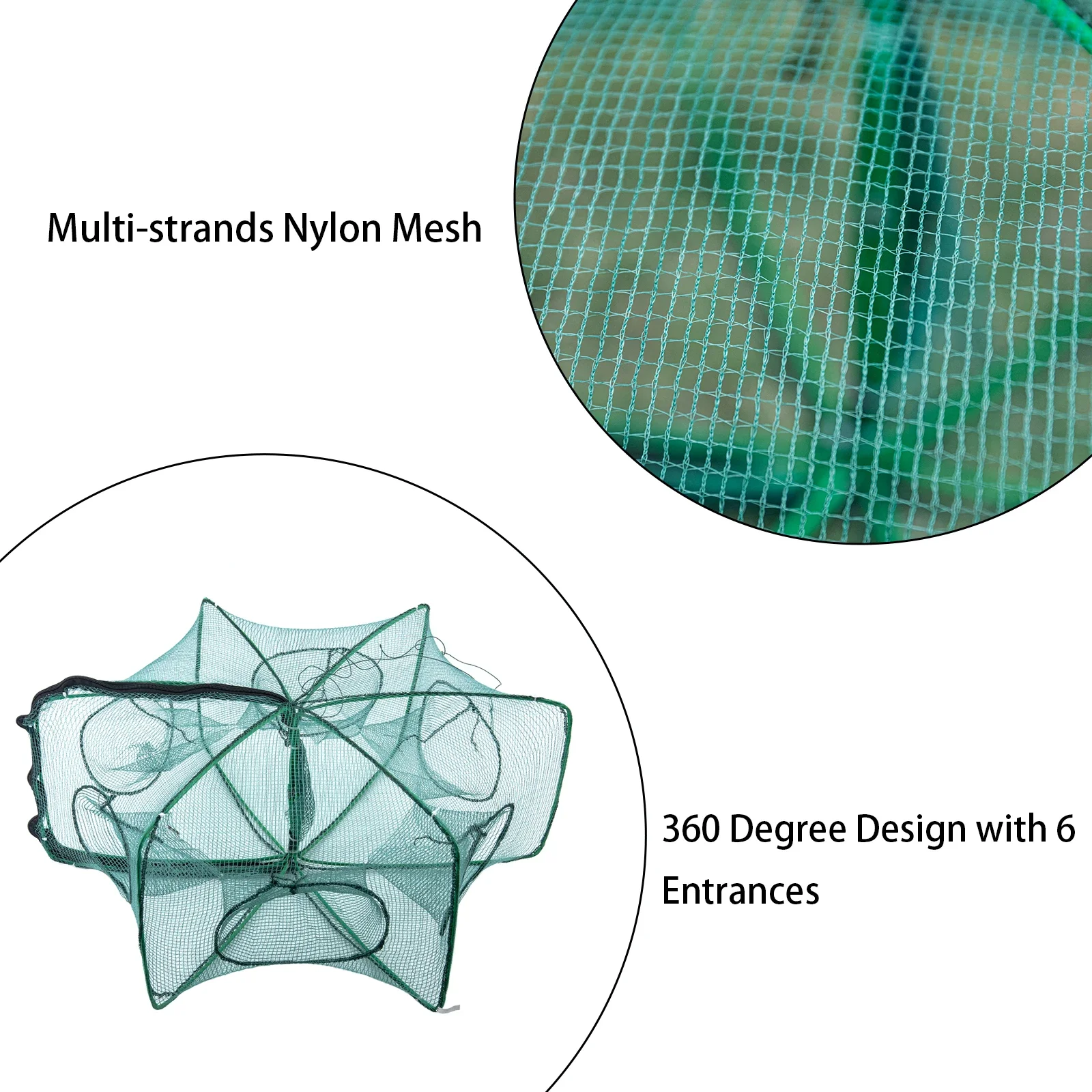 Goture 6 Hole Portable Automatic Hand Fishing Net Hexagon Fish Network Casting Nets Crayfish Shrimp Catcher Trap Cage Mesh Tool