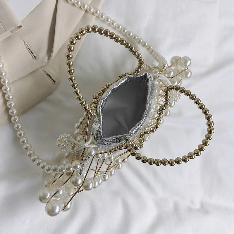 2023 Luxury Chains Beading Shoulder Crossbody Bags Evening Clutch Bags for Women Pearl Bag Handbag Girls Party Hand Bag