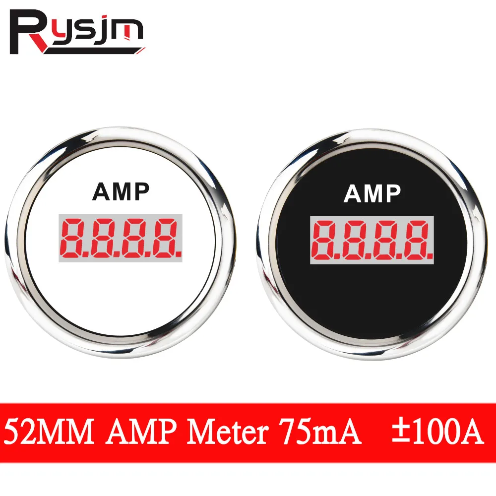 52MM Digital AMP Amperemeter Gauge 100A Waterproof Marine Auto AMP