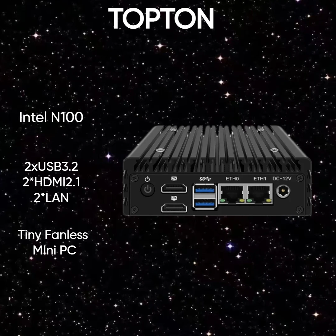 Piccolo X86 Mini Pc Senza Ventola Intel N305 Quad Core 2X I226-V 2.5G Nics Industrial Soft Router Firewall Computer 2 Xusb3-2 2 * Hdmi2.1